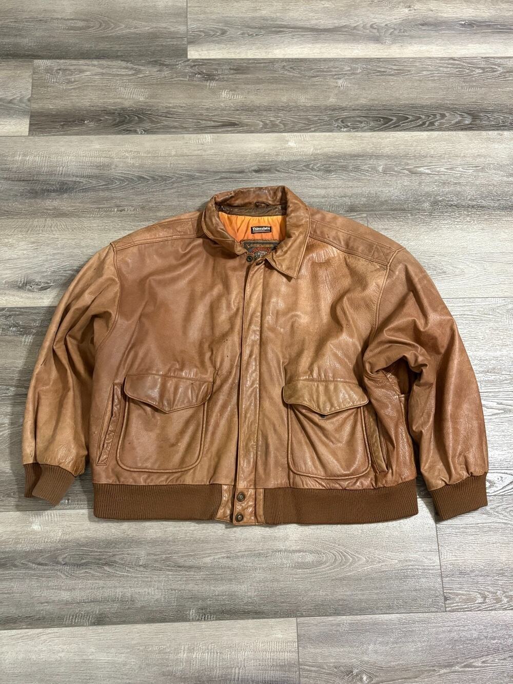 Vintage 90s Adventure Bound Wilsons Brown Leather Bomber Jacket - Men’s XXXL 3XL